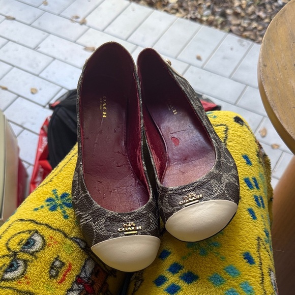 Coach Shoes - Coach Women's Brown Patterned Flats with Cream Toe